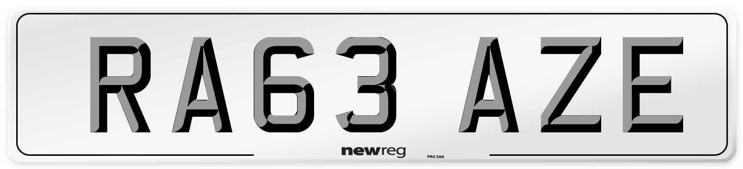 RA63 AZE Number Plate from New Reg